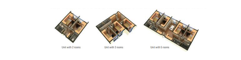 Unit with 2 rooms Unit with 3 rooms Unit with 5 rooms